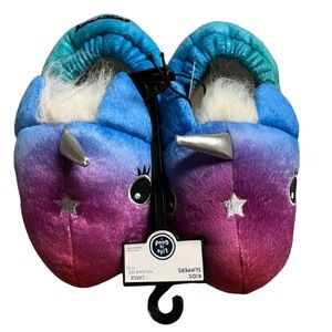 Indoor Slipper Size 11/12 Large Unicorn Plush Shoe With Fur New With Tags